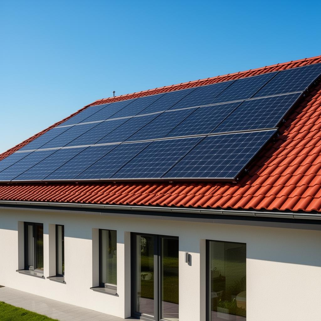 Solární termické kolektory Cosmosol na střeše rodinného domu